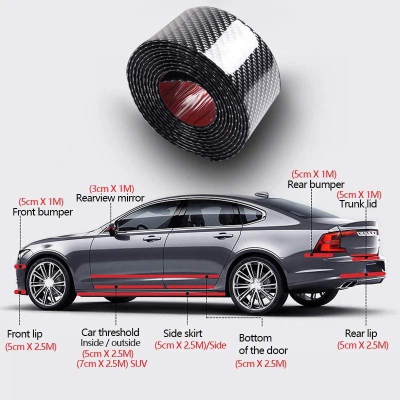 Car Door Bumper Sill Protective Film Carbon Fiber Scratch Guard Strip