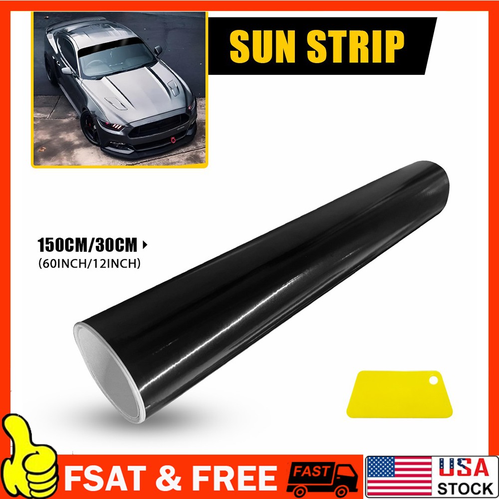 Universal Windshield Banner Black Vinyl Decal Sun Strip 60″x12″ B