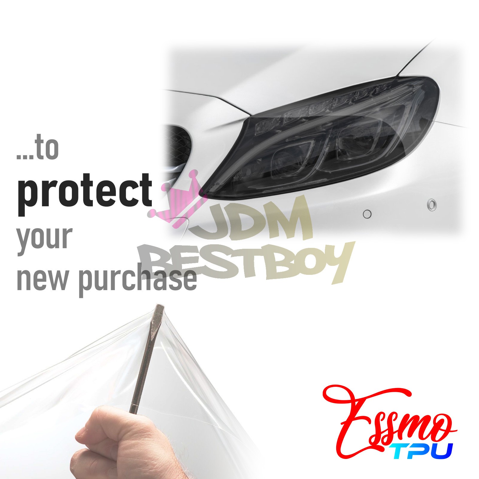 Headlight TPU Tint Gloss Light Smoke Black PPF Protection Film Tail Fog Light