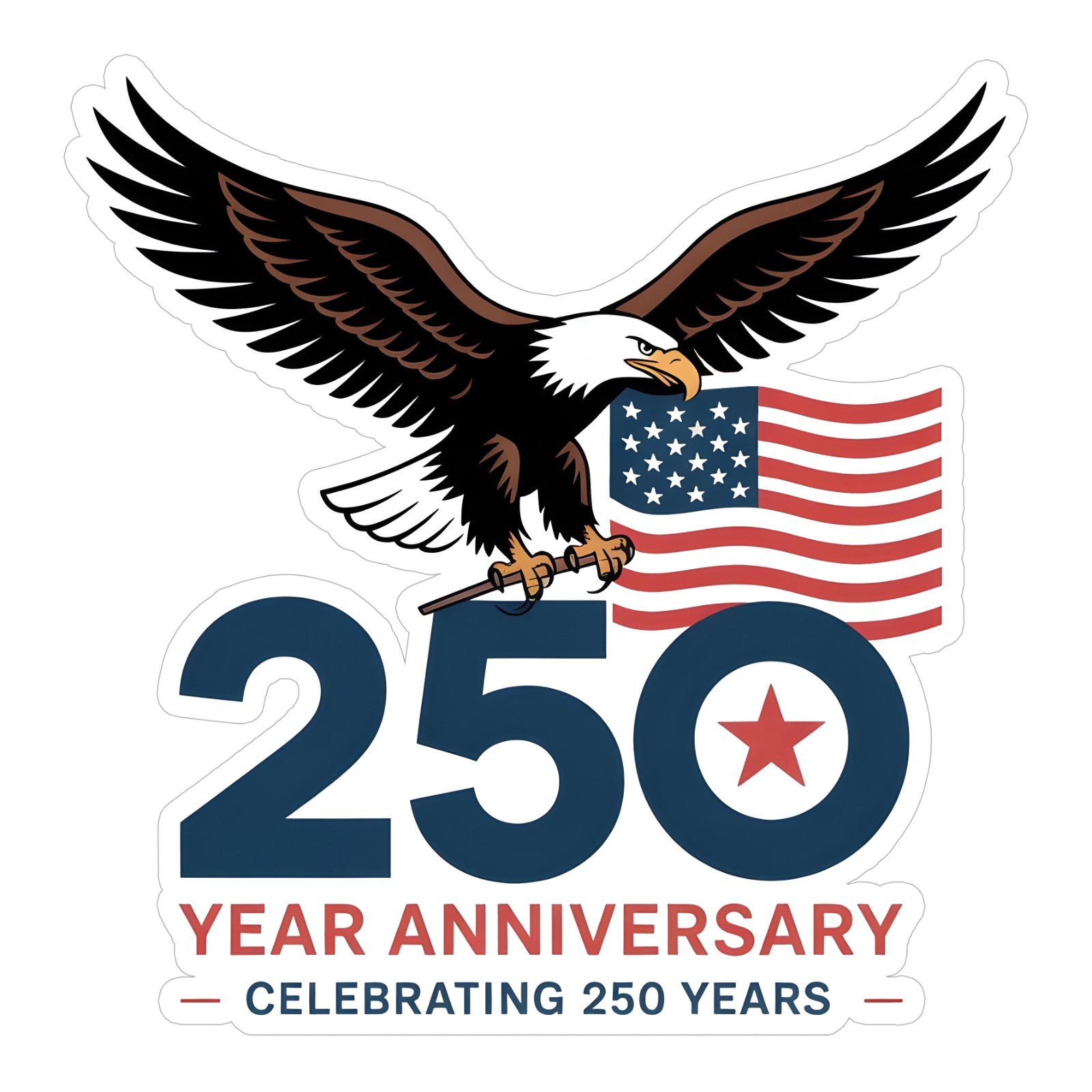 USA 250th Anniversary Flag Sticker – Patriotic American Flag Vinyl Decal for Car