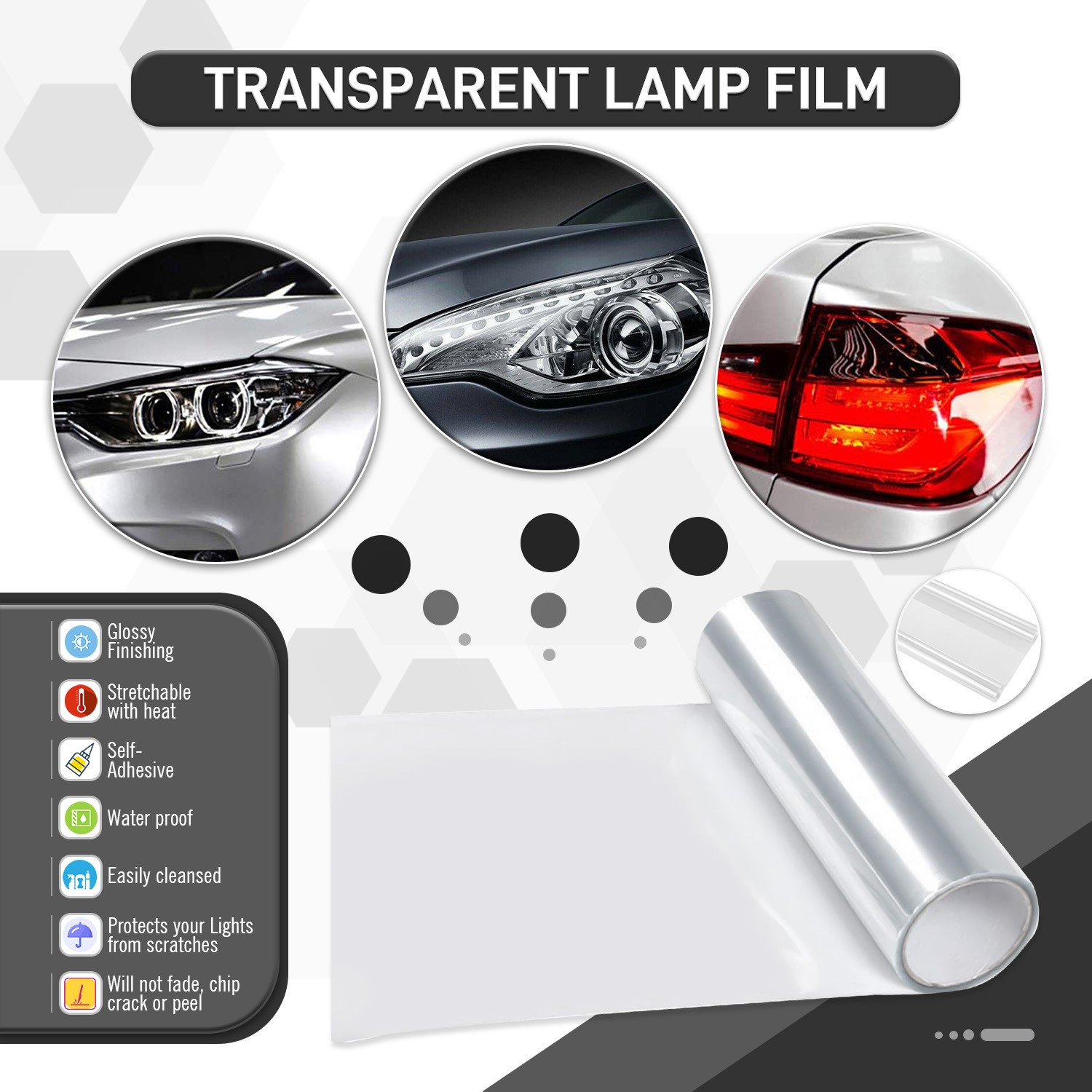 Transparent For Vehicle Headlight Taillight Tint Film Light Protection Wateproof