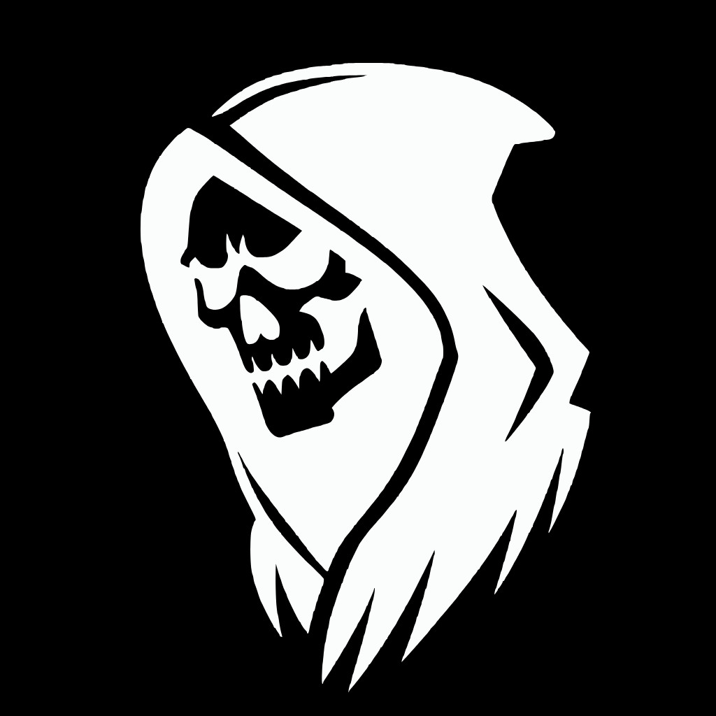 Evil Skull Death Grim Reaper Head Die Cut Vinyl Decal Sticker Left Right or Pair