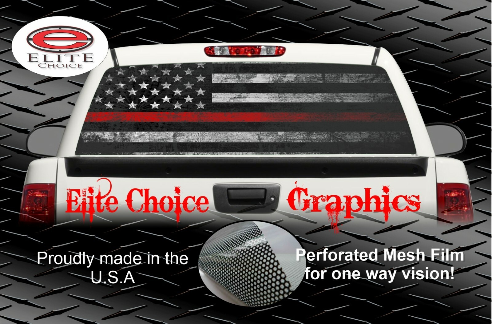 Firefighter Distressed Thin Red Line Rear Window Graphic Decal Sticker Truck Car