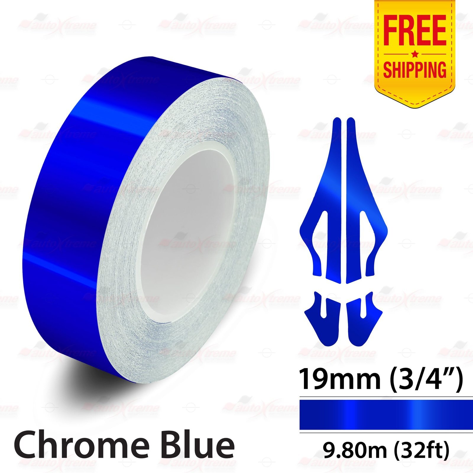 3/4″ 19mm PinStriping Pin Stripe Tape Styling Decal Vinyl Sticker CHROME BLUE