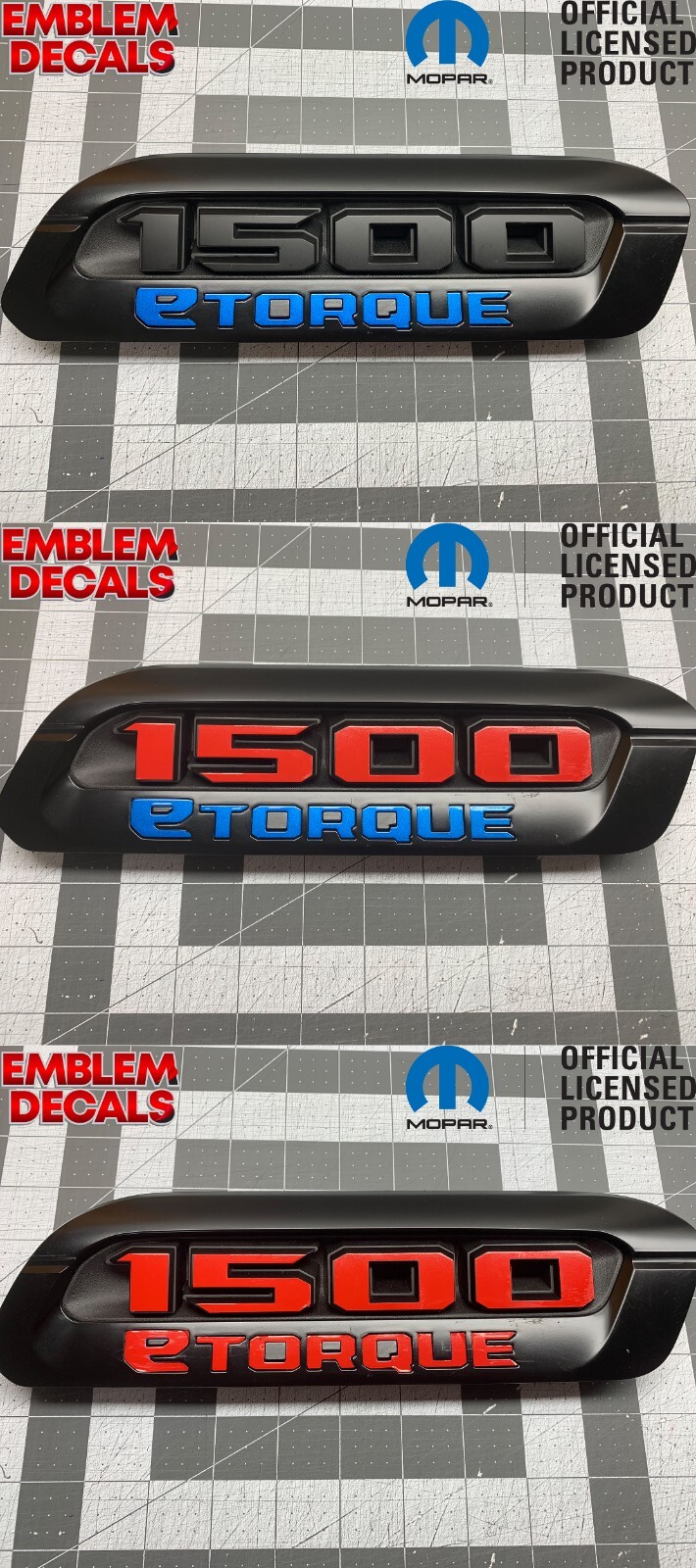 RAM 1500 DT ” 1500 ETORQUE ” Hood Emblems Overlay Decal 2021 2022 2023 2024