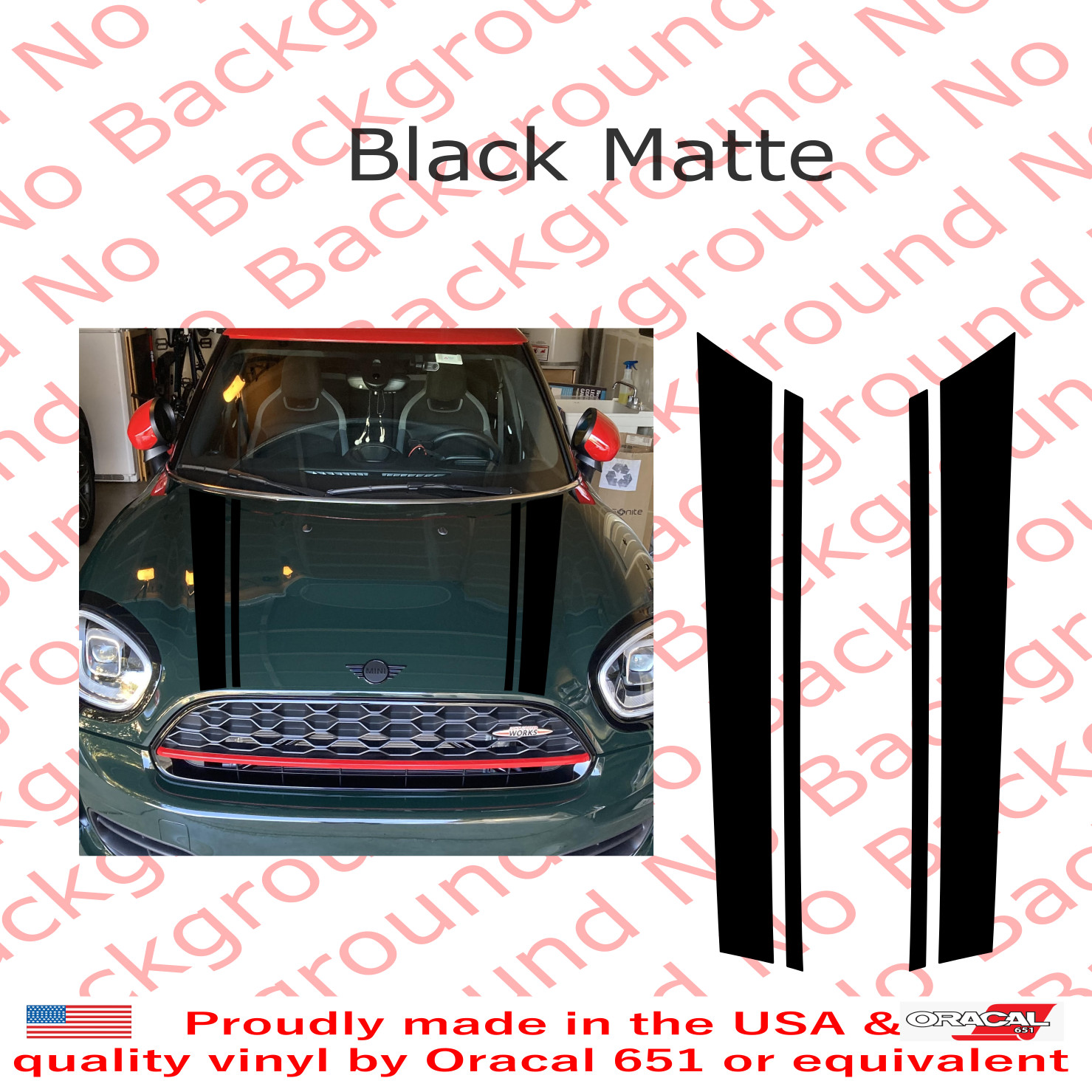 Bonnet Racing Stripes Hood Vinyl Die Cut Decals Fits Mini Countryman JCW S F60