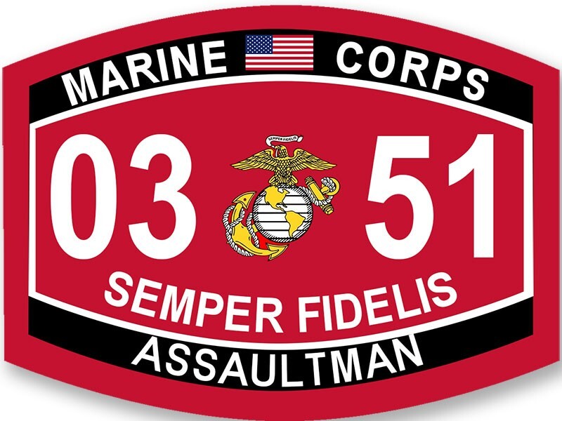 3×4 inch Marine Corps MOS Code 0351 Assaultman Sticker (US Car Decal) USMC Lic.