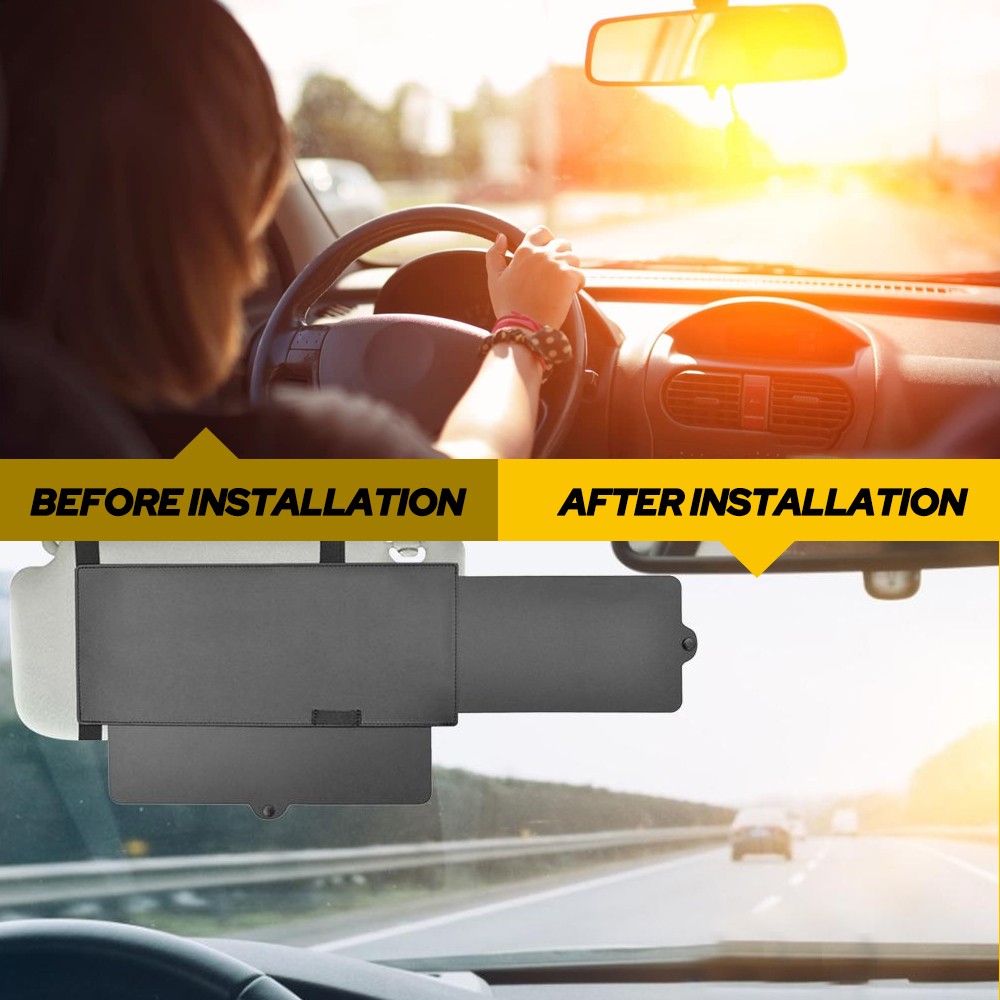 1/2pc Car Sun Visor Extension Shield Front Side Shade Anti-Glare Sunshade Black