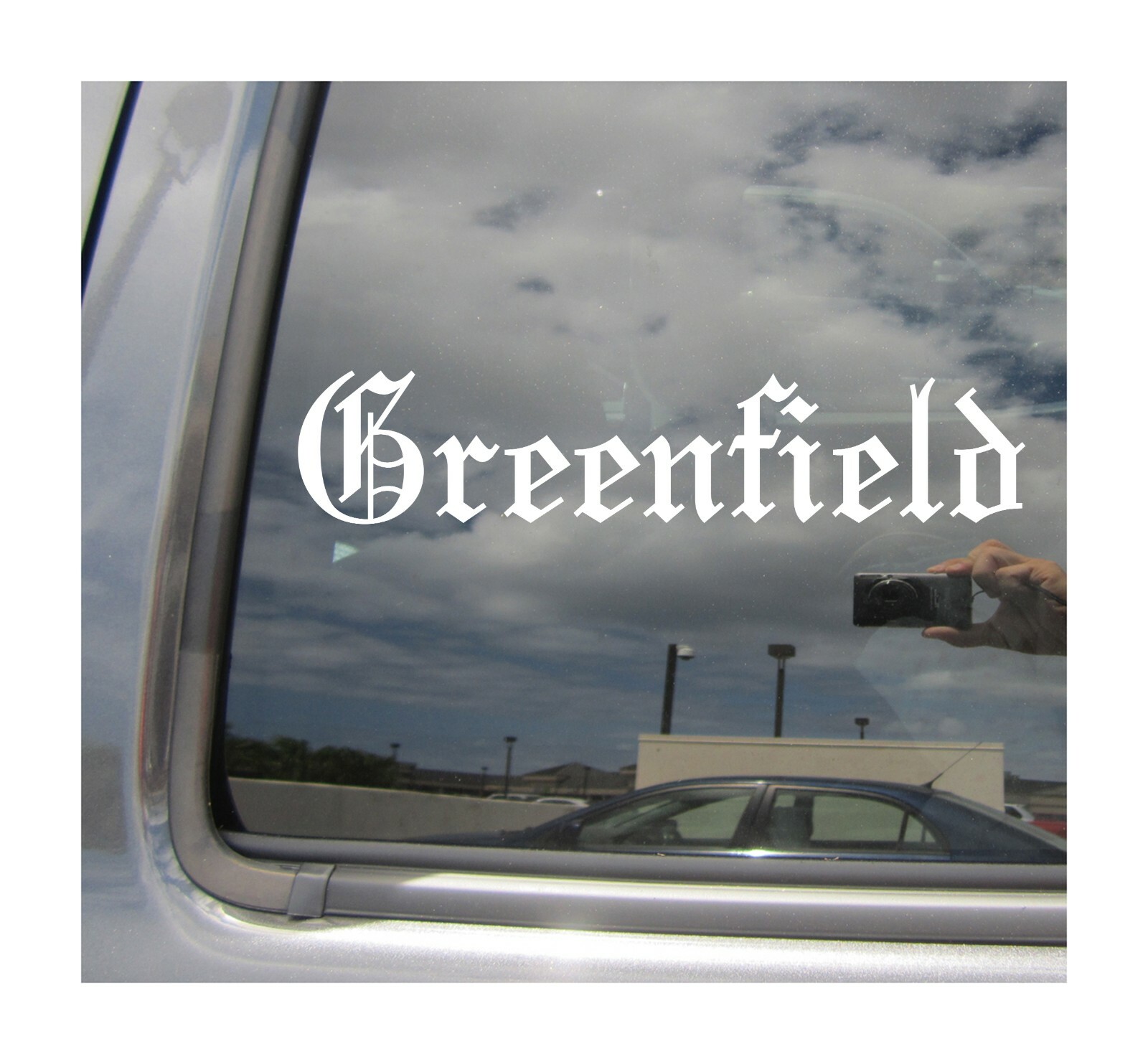 Greenfield – Old English California City Car Vinyl Decal Window Sticker 18313