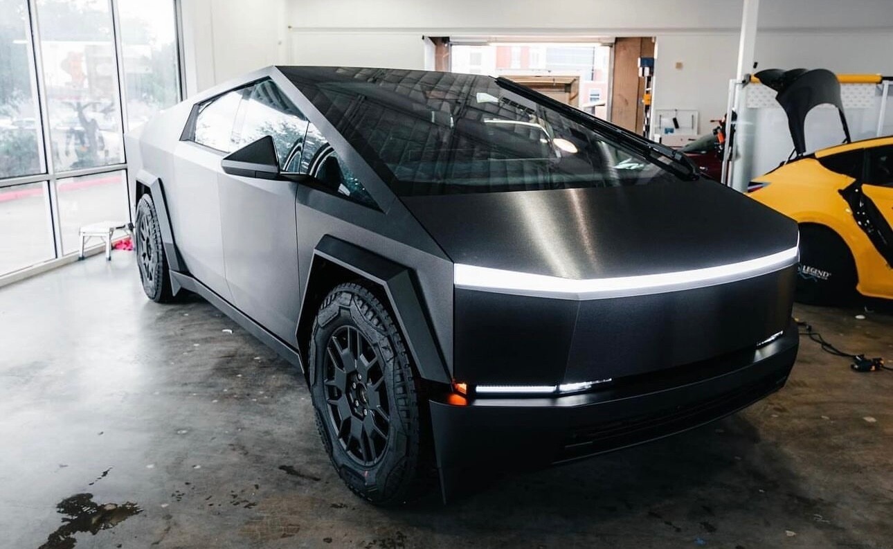 Tesla Cybertruck DIY Full Vinyl Wrap Color Change Brushed Metallic Black
