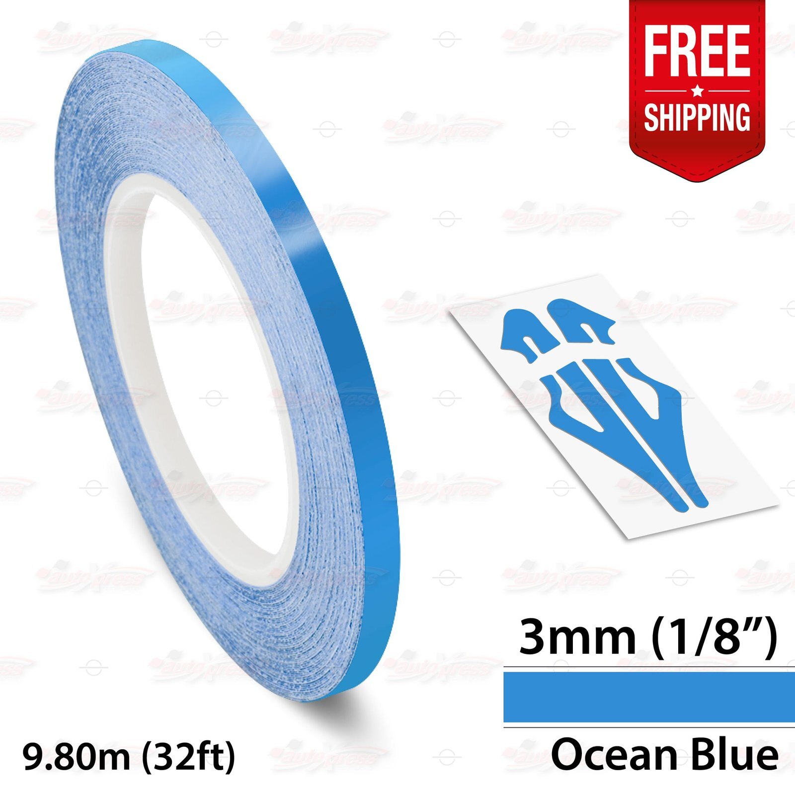 OCEAN BLUE 1/8″ 3mm Roll PIN STRIPE Car Striping Line TAPE Decal Vinyl Sticker