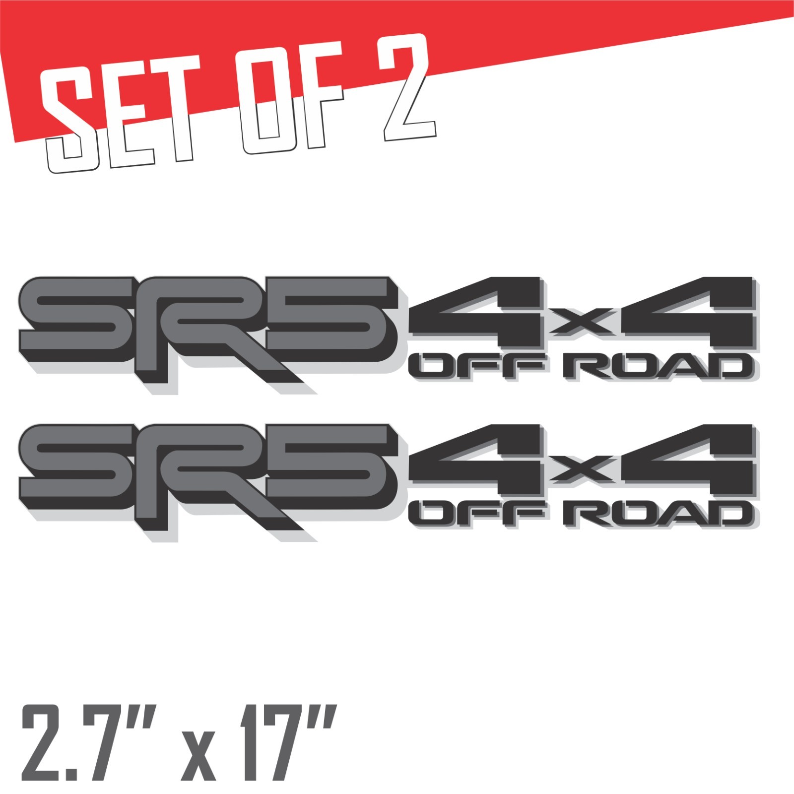 SR5 4×4 Off Road Metallic Decals Toyota Tundra – Black Silver Set of 2