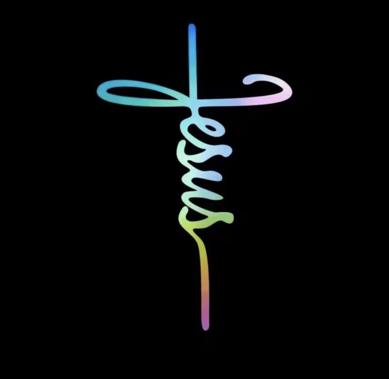 RAINBOW MULTICOLOR JESUS 8” INCH Vinyl Sticker Decal Christian God Faith Saved