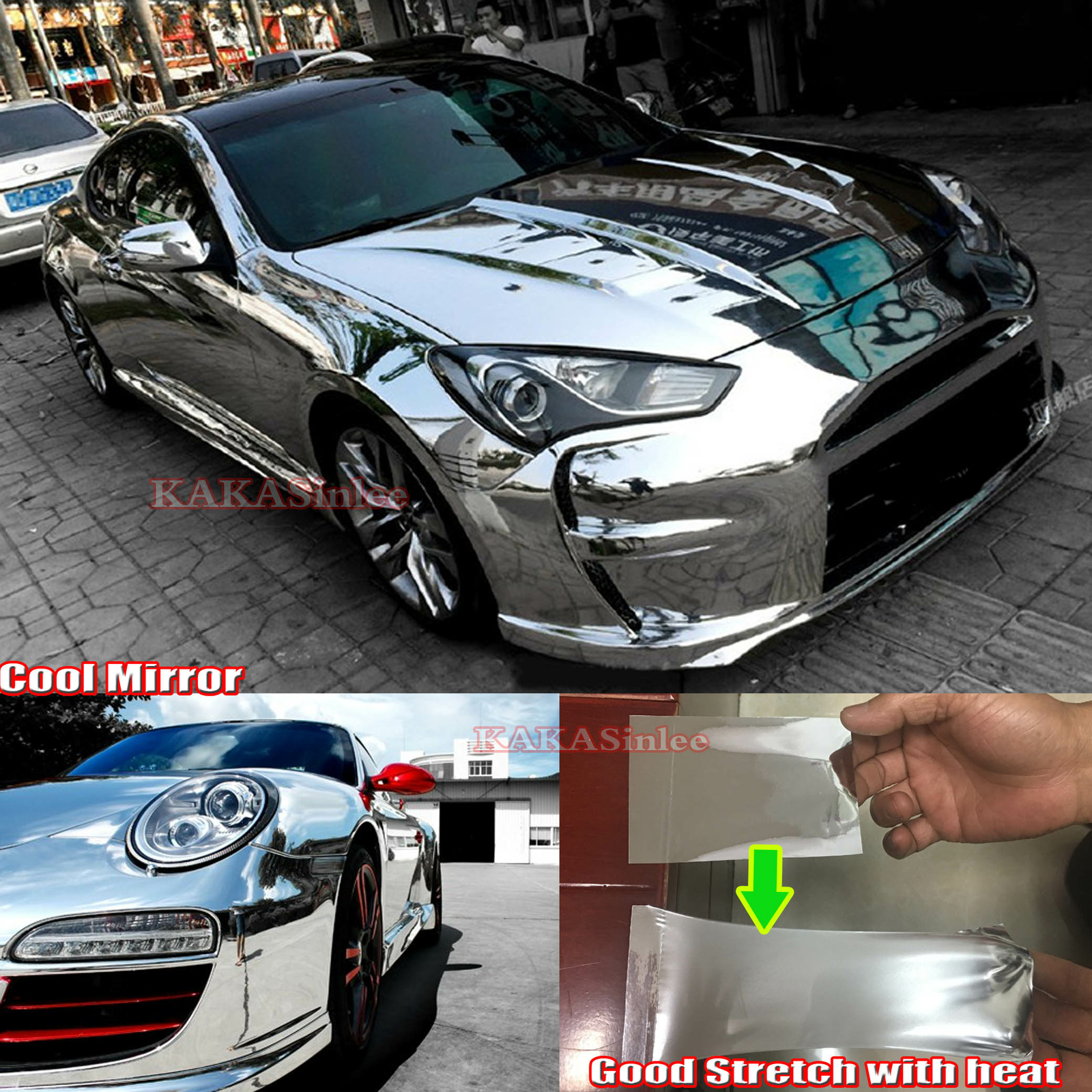 Silver Flexible Mirror Chrome Wrap Metal Car Vinyl Decal Sticker / Air Free US