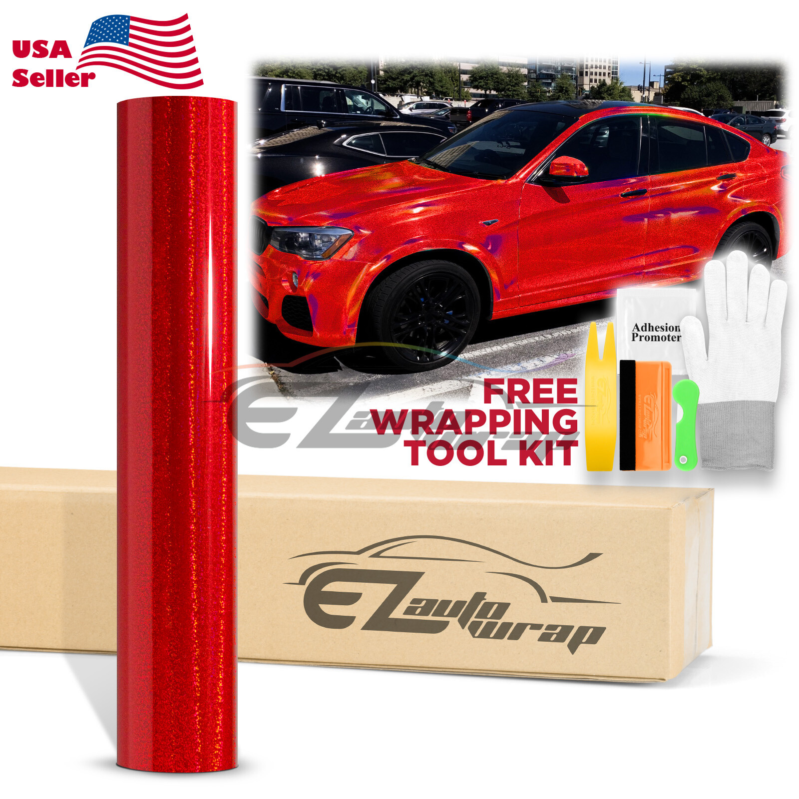 Holographic Glitter Red Rainbow Chrome Car Vinyl Wrap Sticker Decal Sheet
