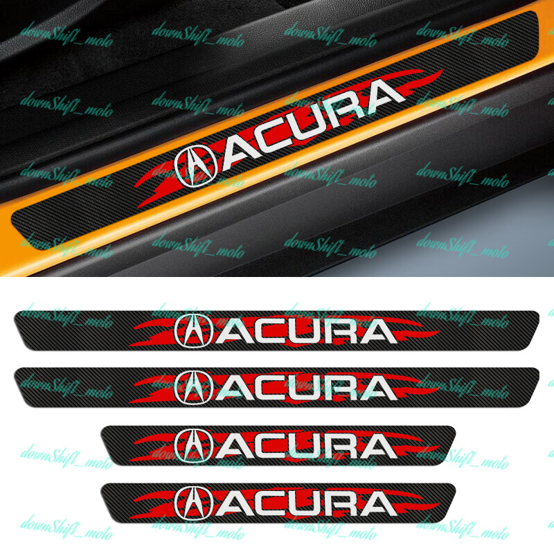 4PCS Carbon Fiber Car Door Scuff Sill Cover Panel Step Protector For Acura