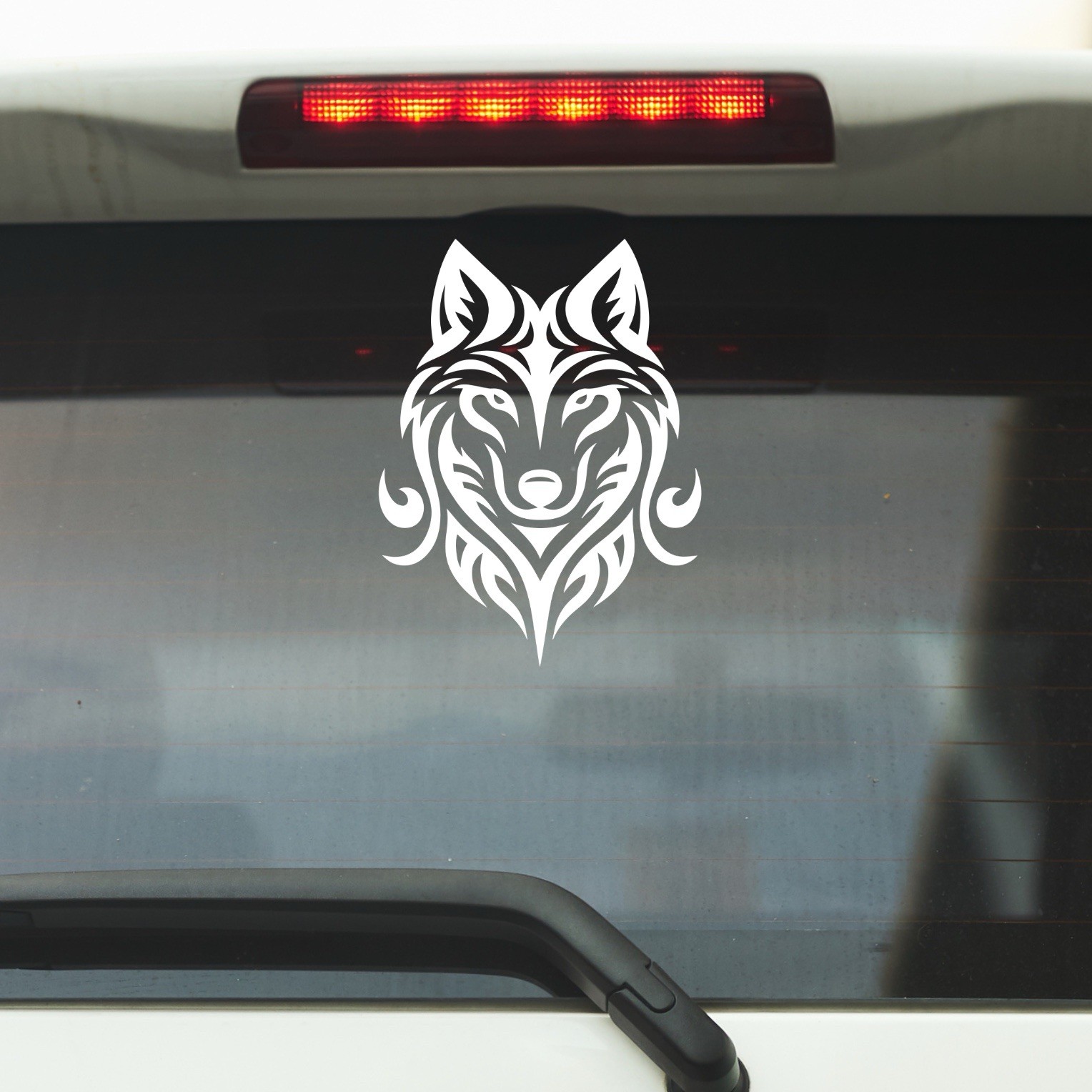 Tribal Wolf Car Decal Sticker Matte White Vinyl 4 X 6 Truck SUV Window Graphic