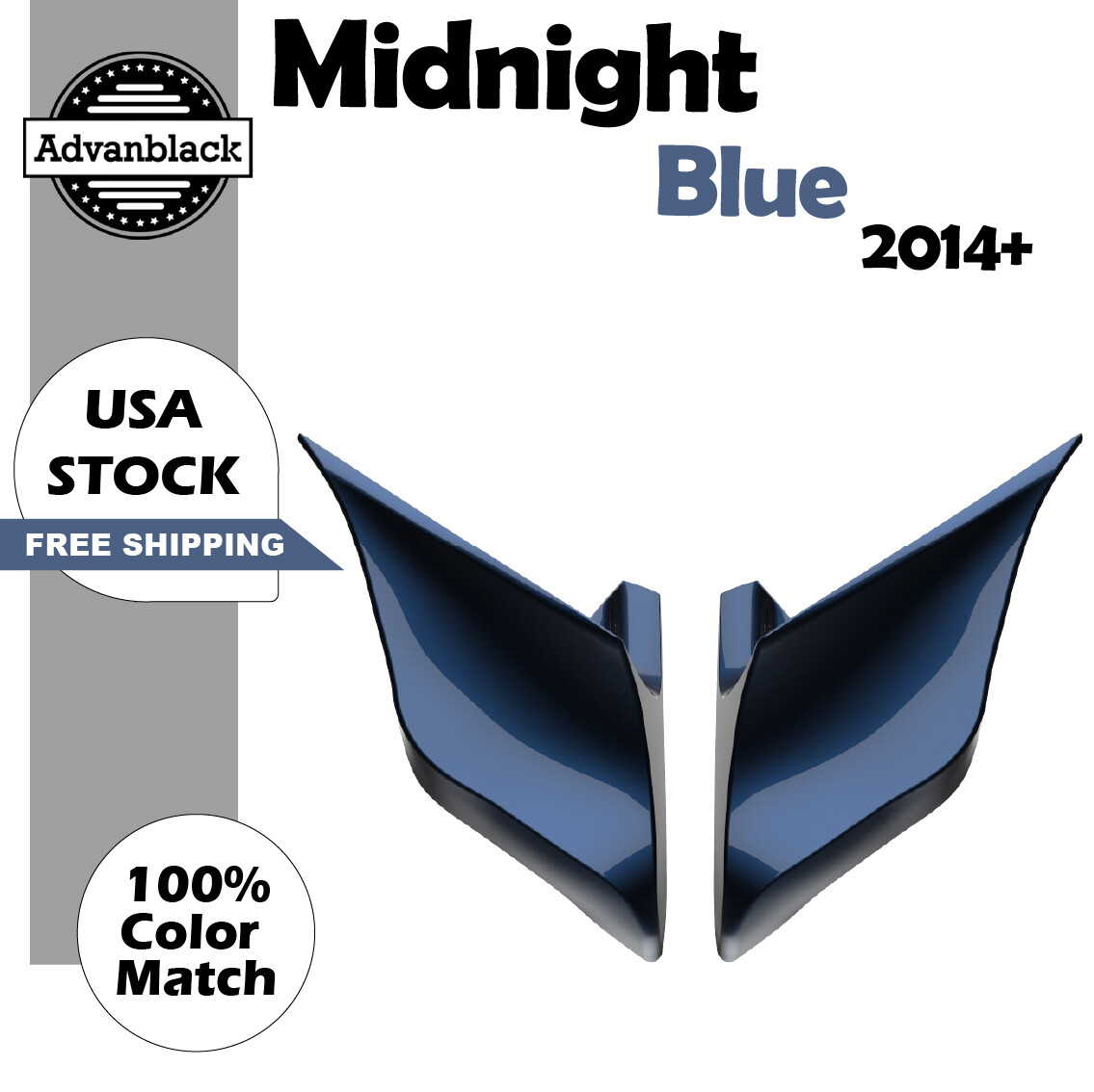 Advanblack Midnight Blue Stretched Extended Side Cover Fits Harley Touring 2014+