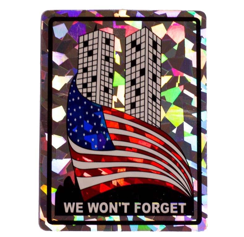 We Won’t Forget 911 USA Flag Reflective Decal Bumper Sticker