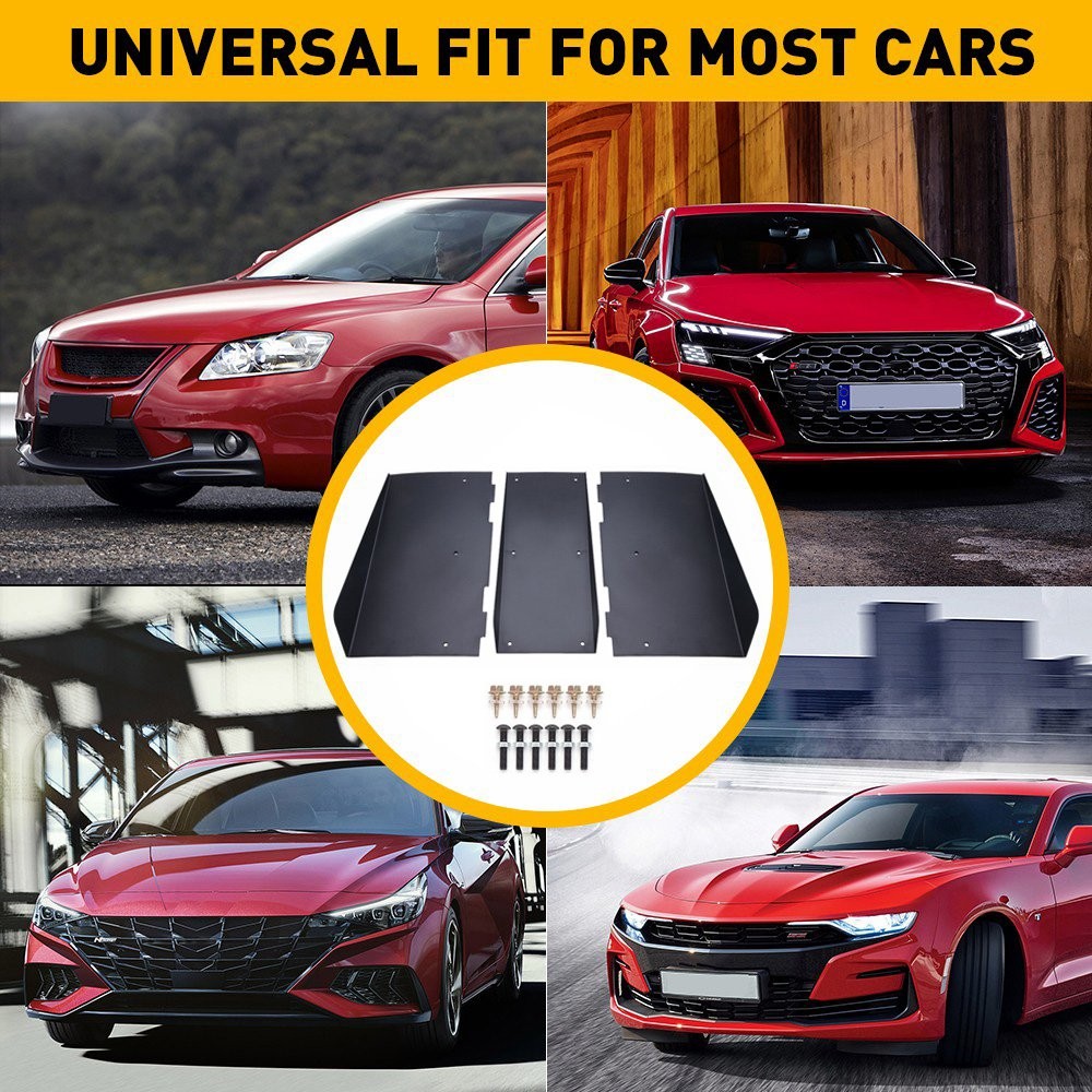 Rear Diffuser 4 Fins Bumper Splitter Chin Spoiler Lower Lip Universal Car N