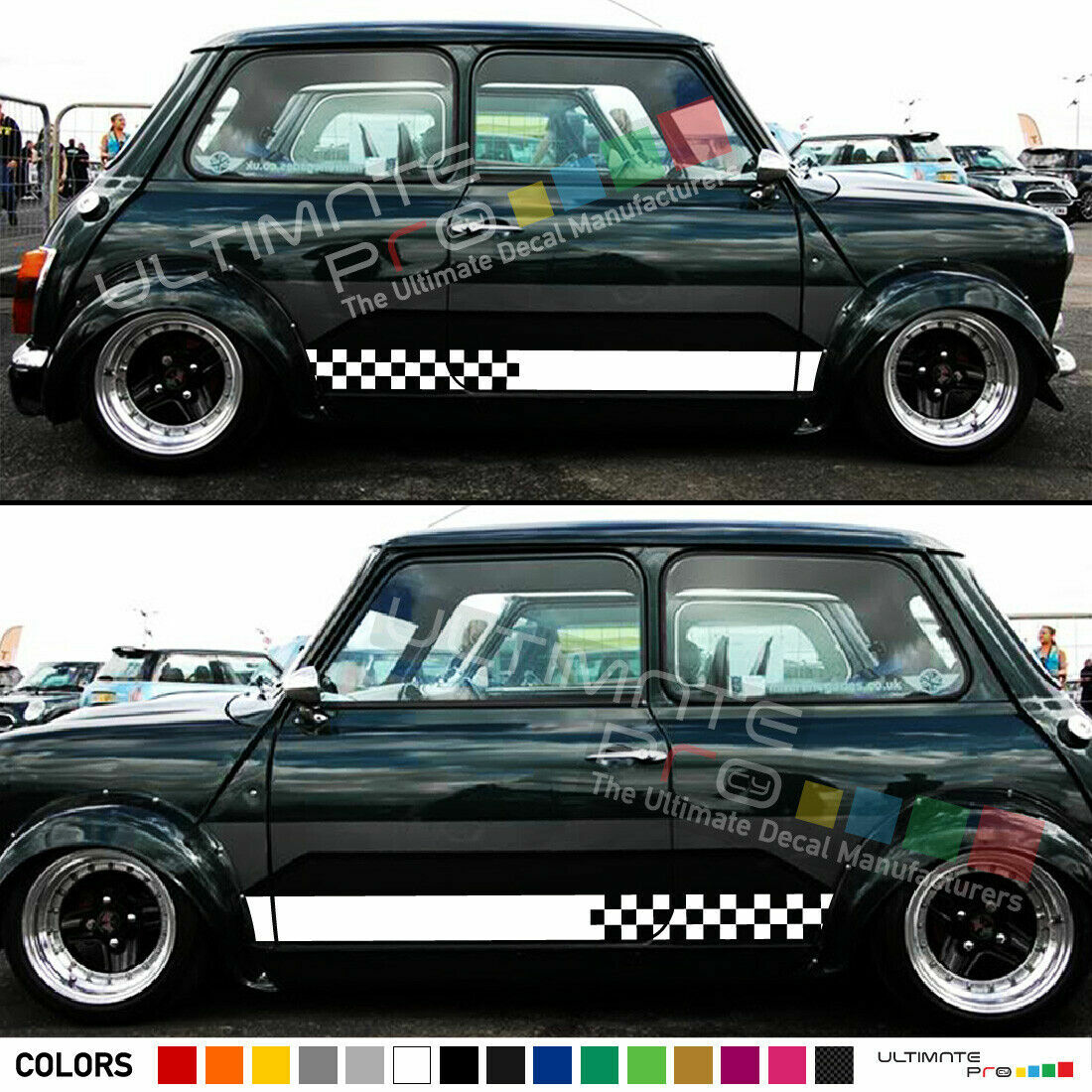 Decal for Classic mini cooper side door mirror Stripes left & right side Sticker
