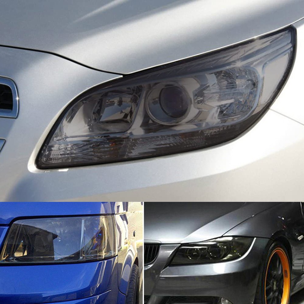 12″x72″ Gloss Light Black Film Smoke Tint Lens Vinyl Wrap Headlamp Taillamp 1-10
