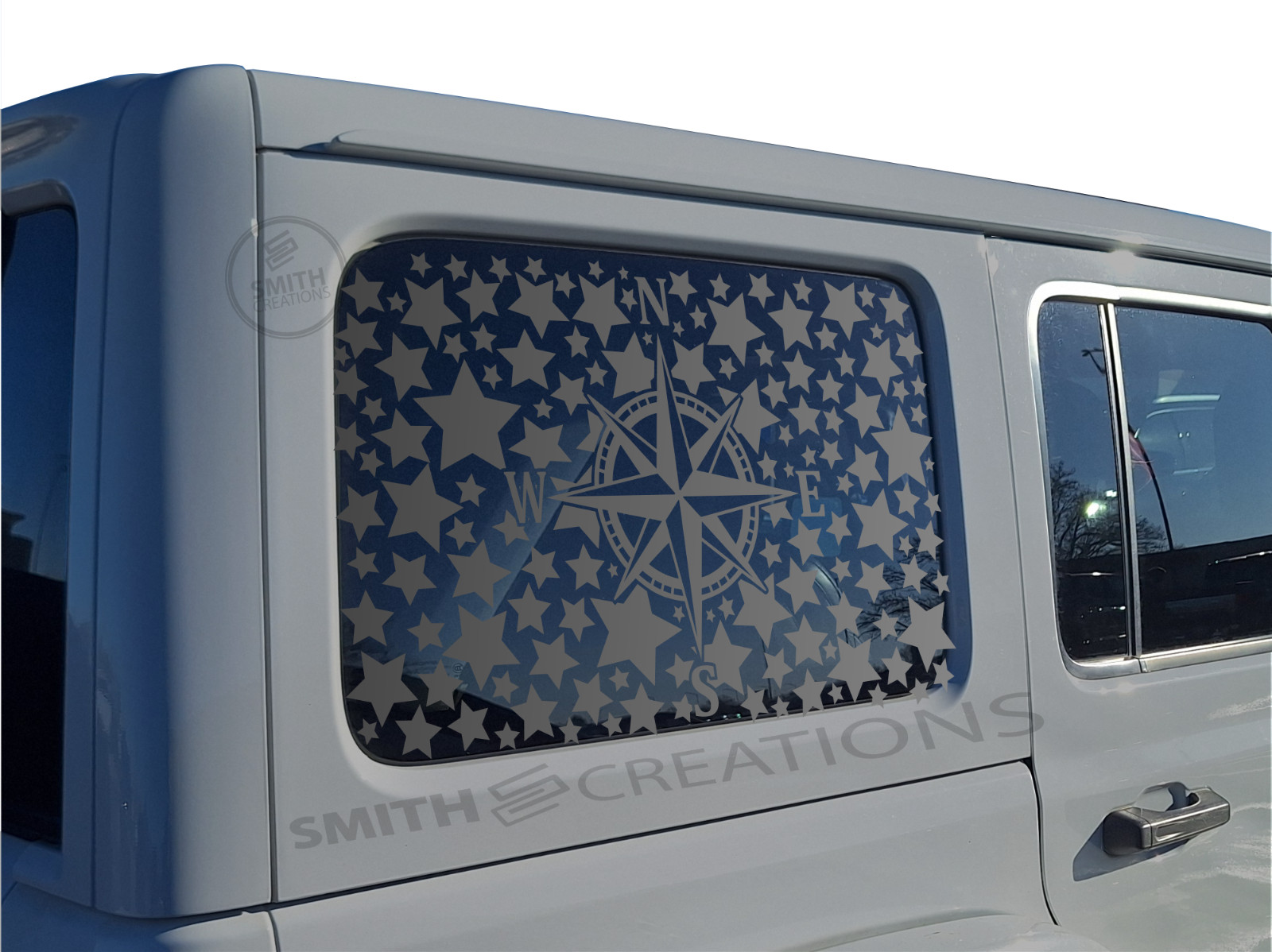 Fits 2018-26 Jeep Wrangler 4Door Hardtop Stars with Compass Window Decal