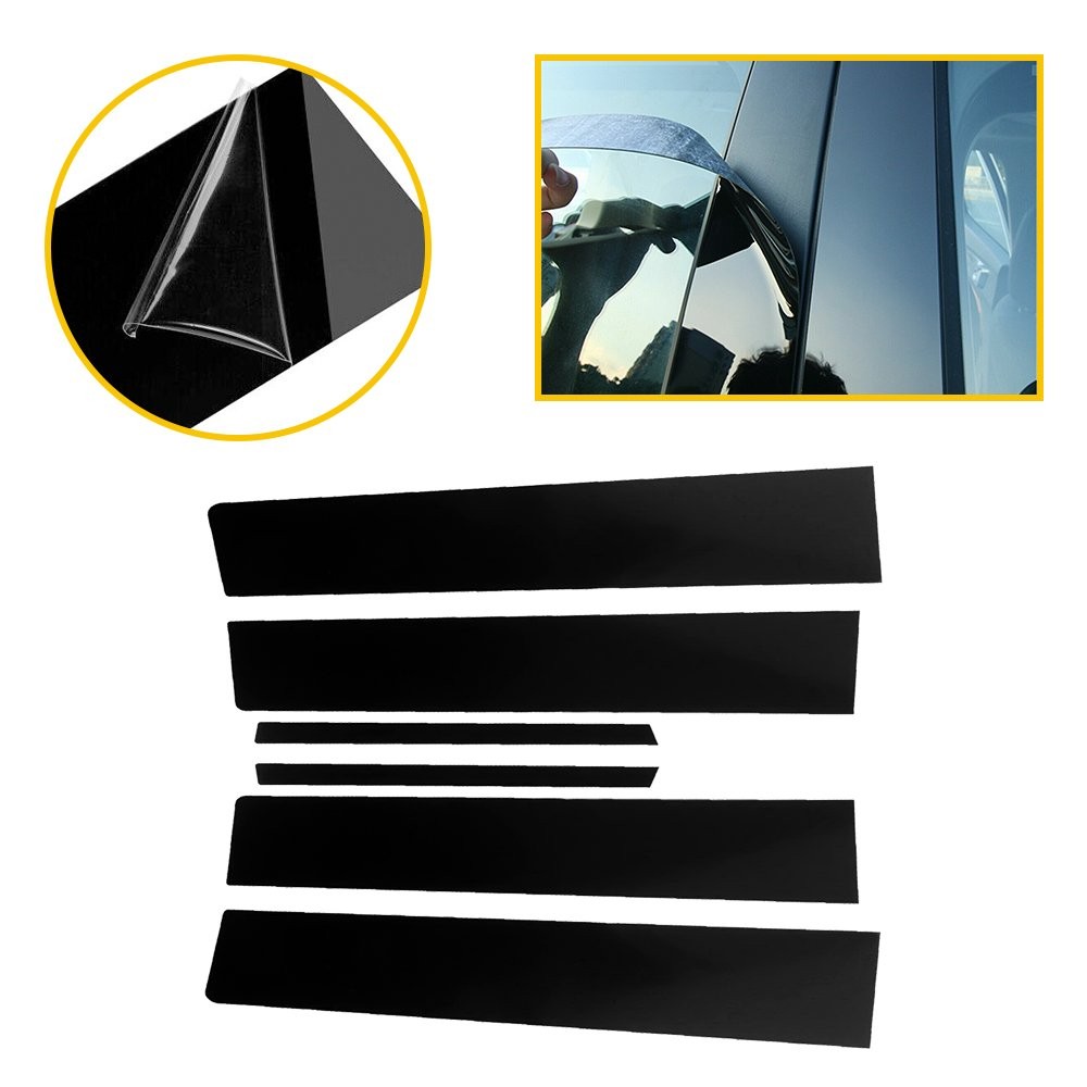 6/1 For Toyota Corolla 2009-2013 Black Pillar Posts Set Door Cover Piano Trims H