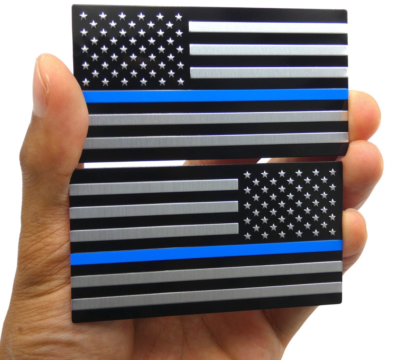 ALUMINUM Thin Blue Line Flag Decal Sticker Support Law Enforcement Police MIRROR