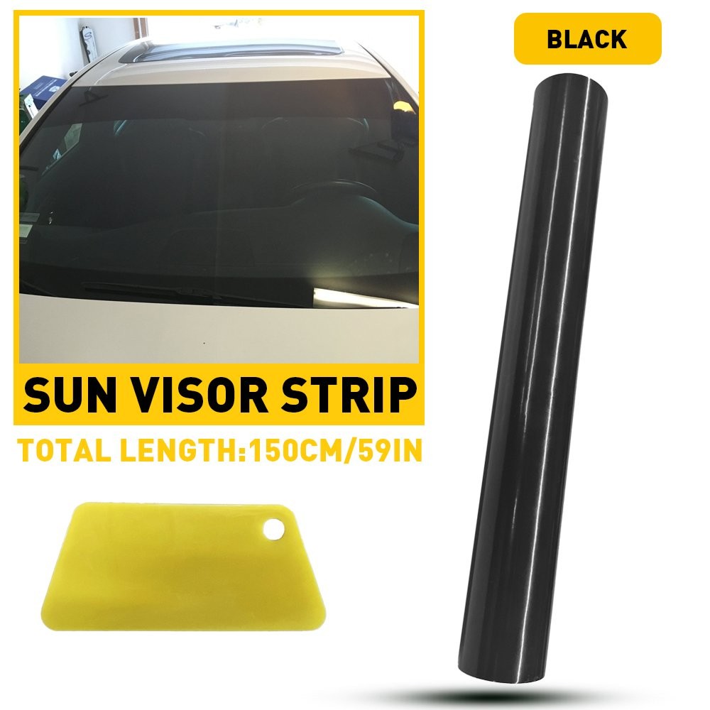 Black Sun Strip Visor Windshield Banner Vinyl Long Lasting Blank Decal Premium