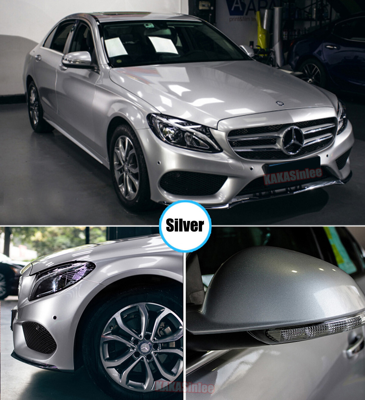Silver Gloss Bright Metallic Paint Entire Car Vinyl Wrap SUV Roof Sticker PVC US