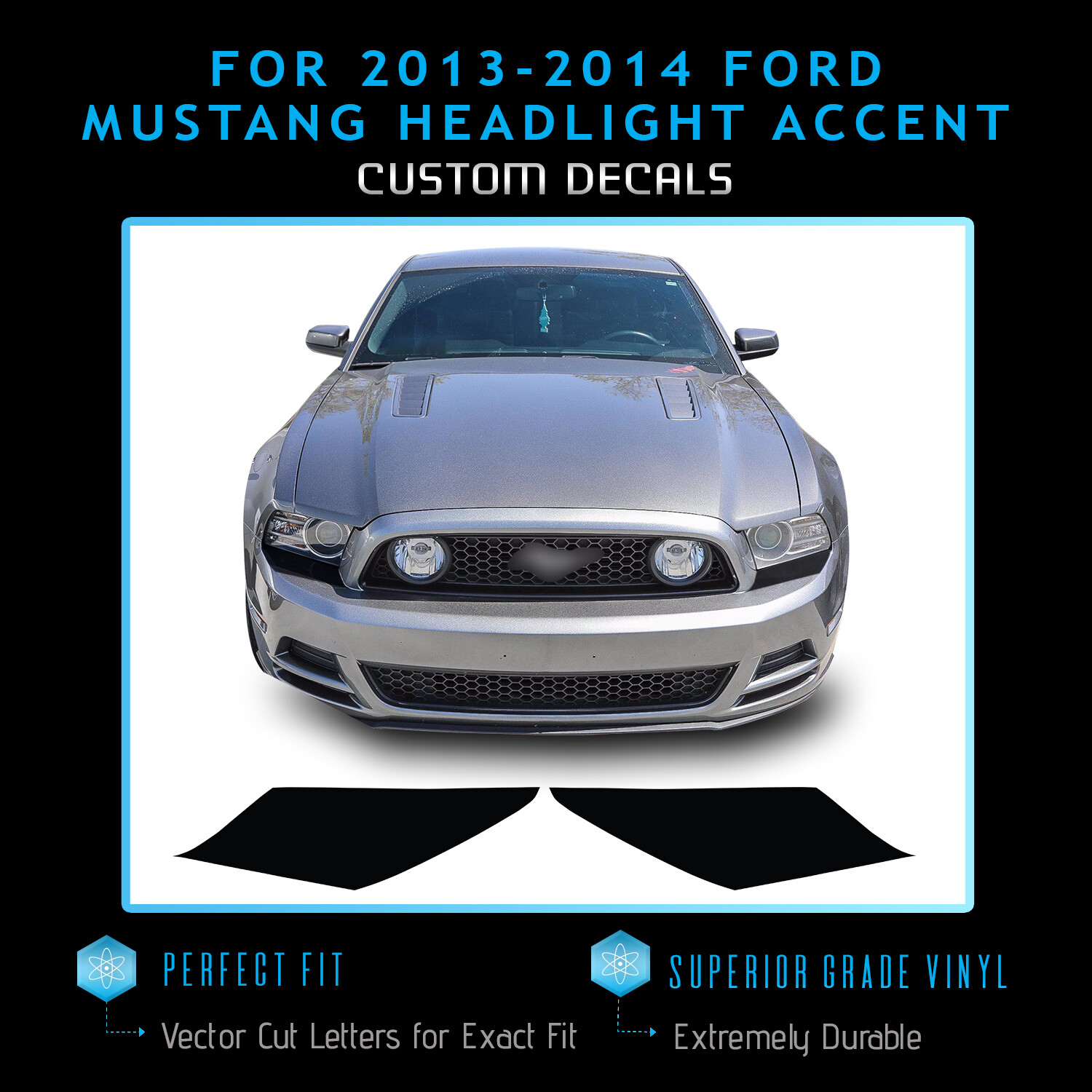 For 2013-2014 Mustang Headlight Accent Graphic Decal V2 – Satin Metallic Vinyl