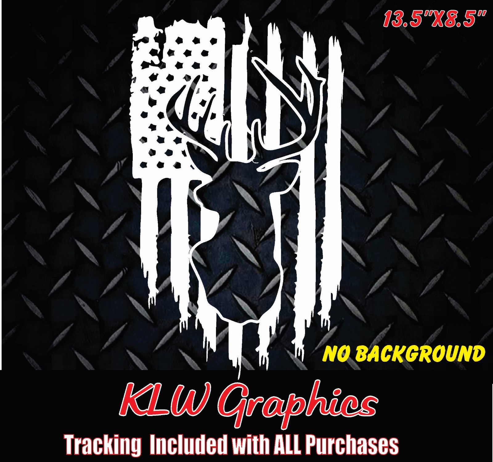 Distressed American Flag Decal Sticker Buck Deer Skull Diesel Truck 6.7 Hunting