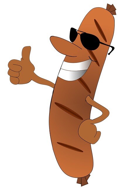 Hot Dog Sticker 2″ Funny Guy Weiner Sausage Joke Prank BBQ Cookout Grill Master