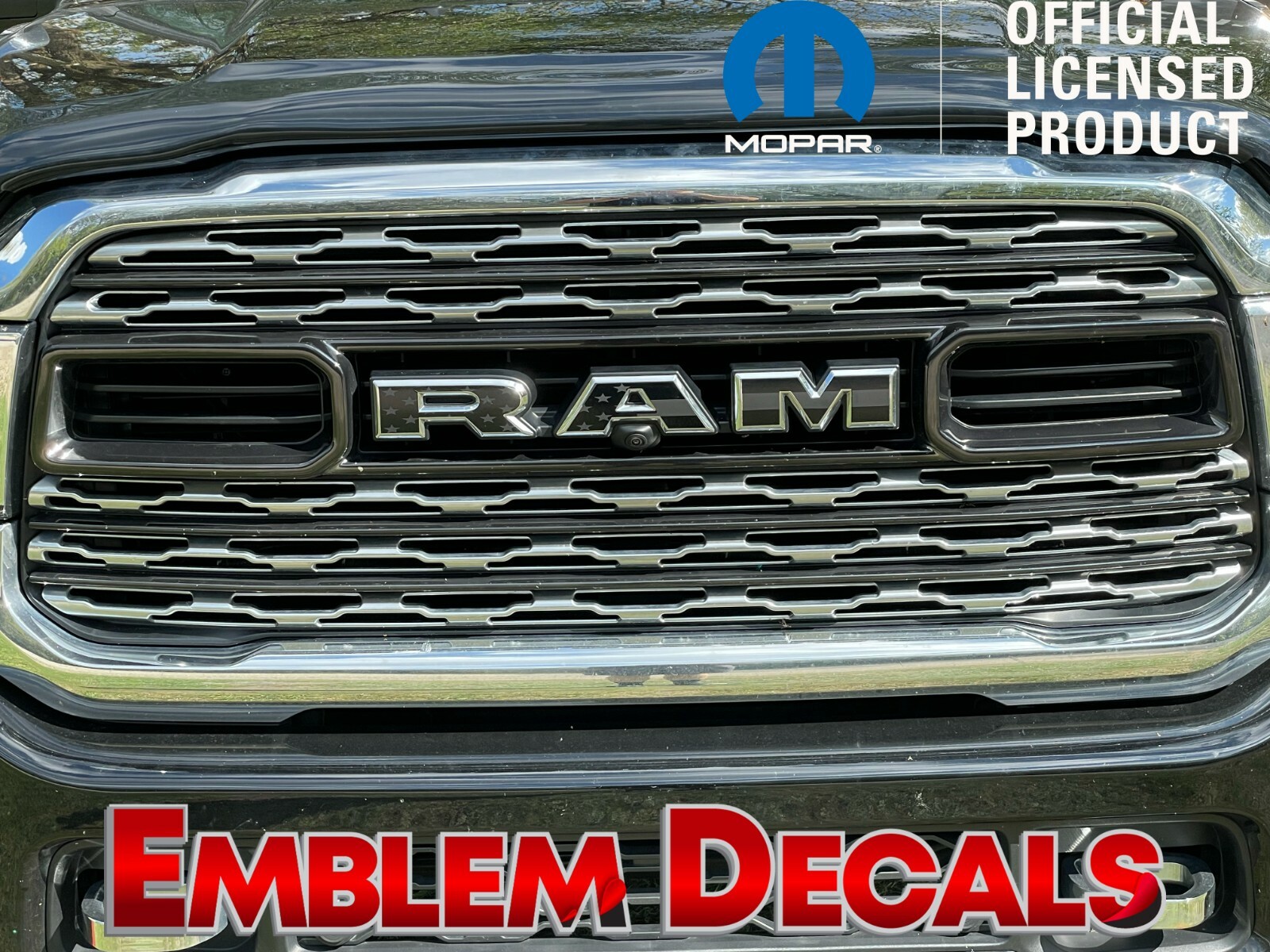 RAM 1500 DT Grill Emblem Decal 2025 2026 SOLID COLORS & USA DESIGN