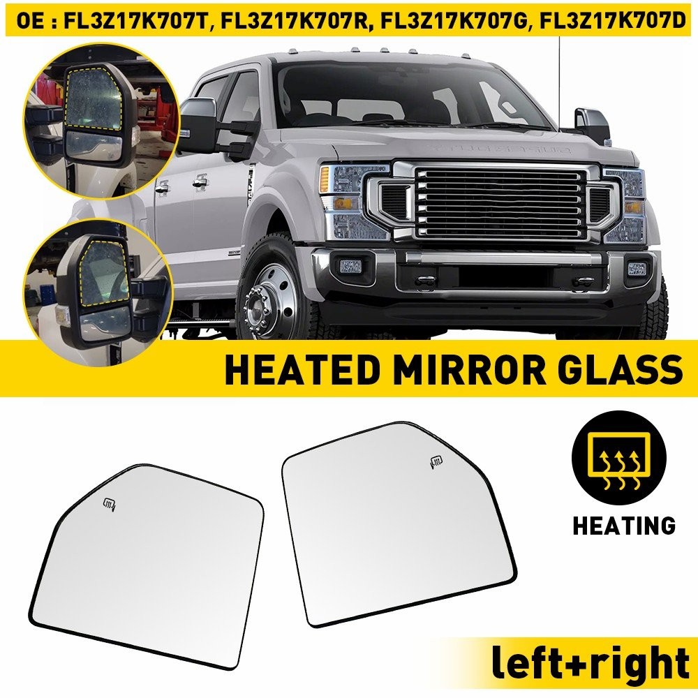 2/4X Tow Mirror Glass Upper Heated Driver Passenger Side For Ford F150 F250 F350