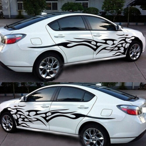 2x 280 X 42 CM Flame Graphic Side Skirts Body Door Decal Stickers For Most Car