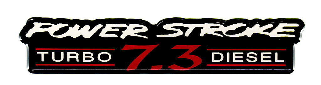 POWERSTROKE 7.3 TD EMBLEM RED/BLACK SATIN CHROME