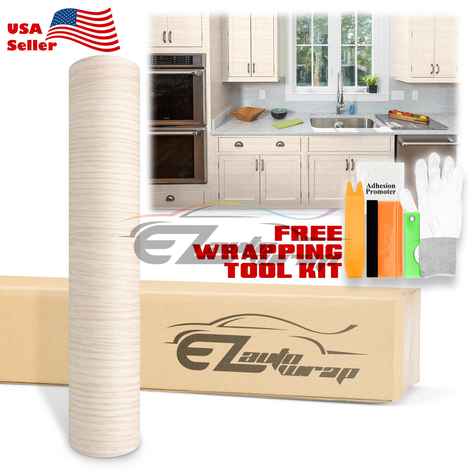 Premium Wood Grain Vinyl Wrap Sticker Car Home Kitchen Cabinet Decoration #1510