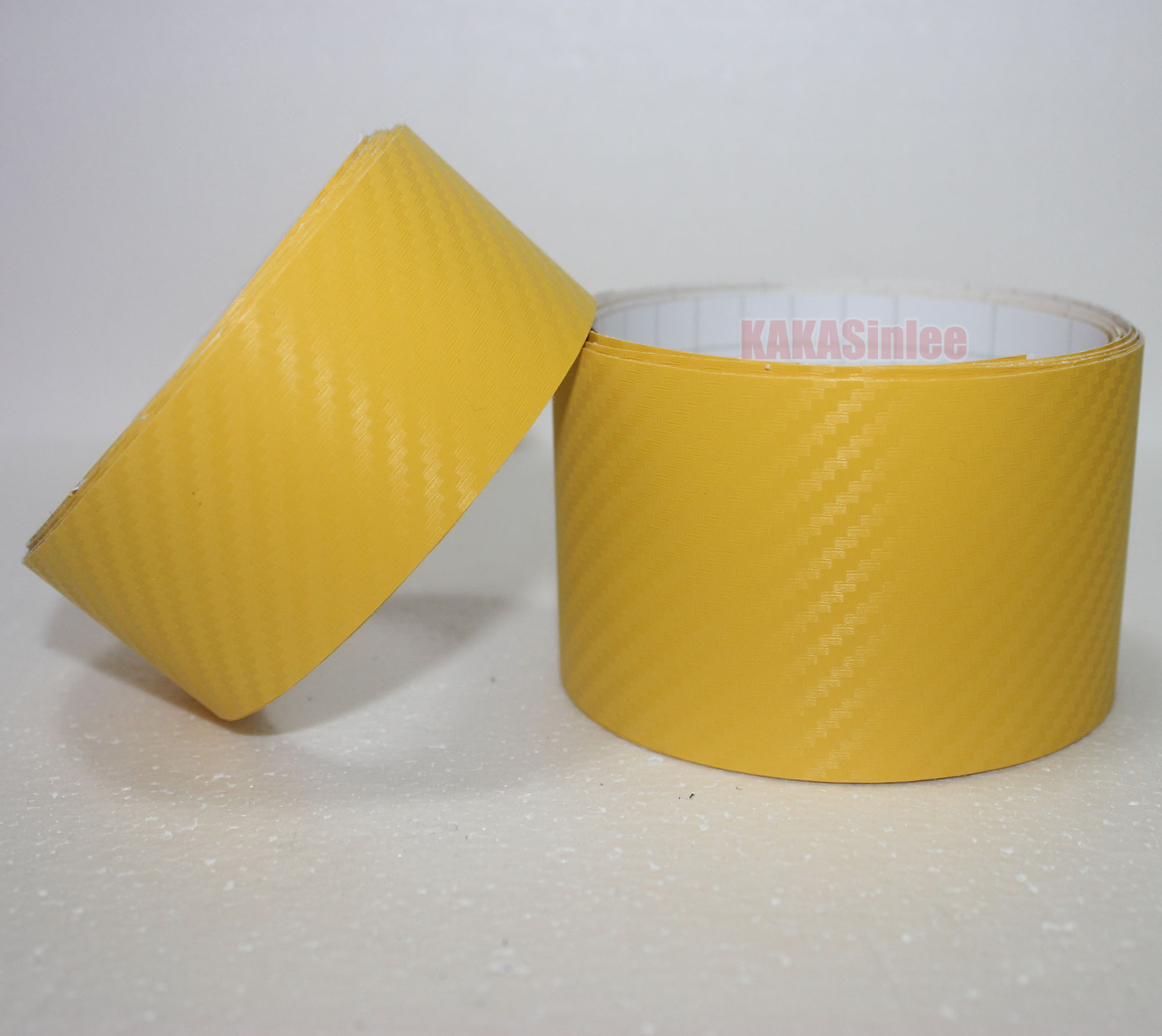 3D Yellow Sheet Car PVC Grain Carbon Fiber Vinyl Tape Wrap Sticker Decors Strips