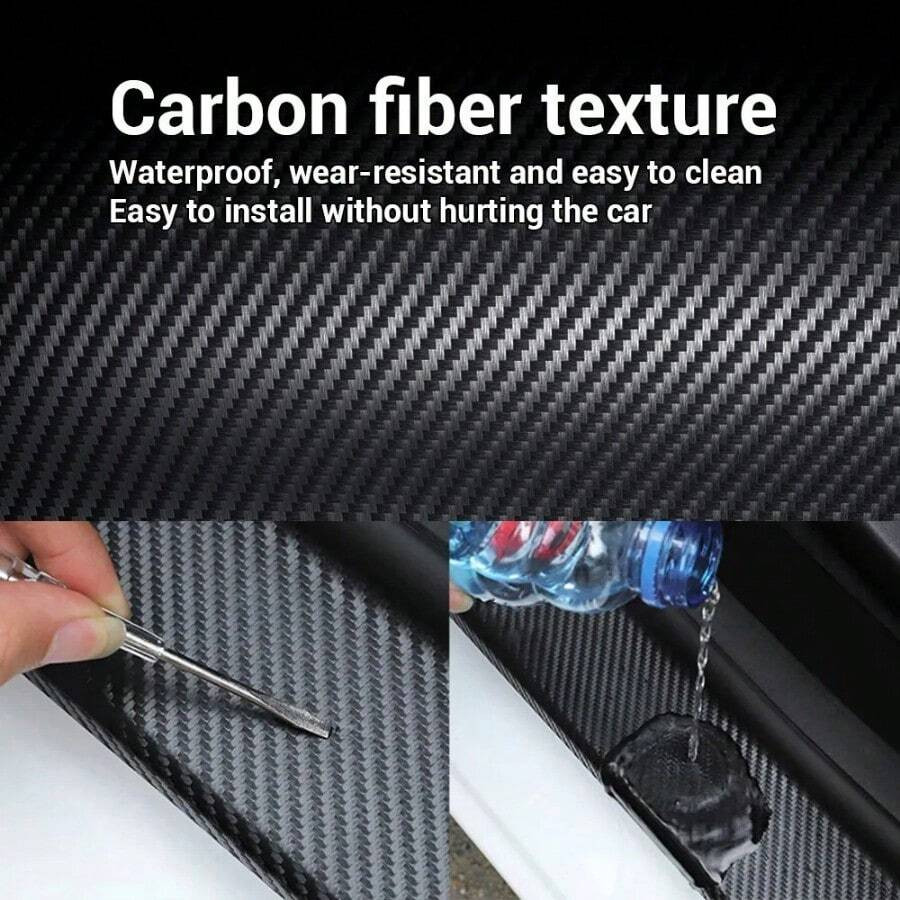 3D Anti Scratch Carbon Fiber Vinyl Film Tape Car Door Sill Scuff Sticker 9.8In