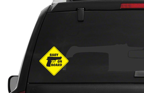 Gun Baby on Board Die Cut Vinyl Window Decal Bumper Sticker Gun NRA 9mm Pro 2a