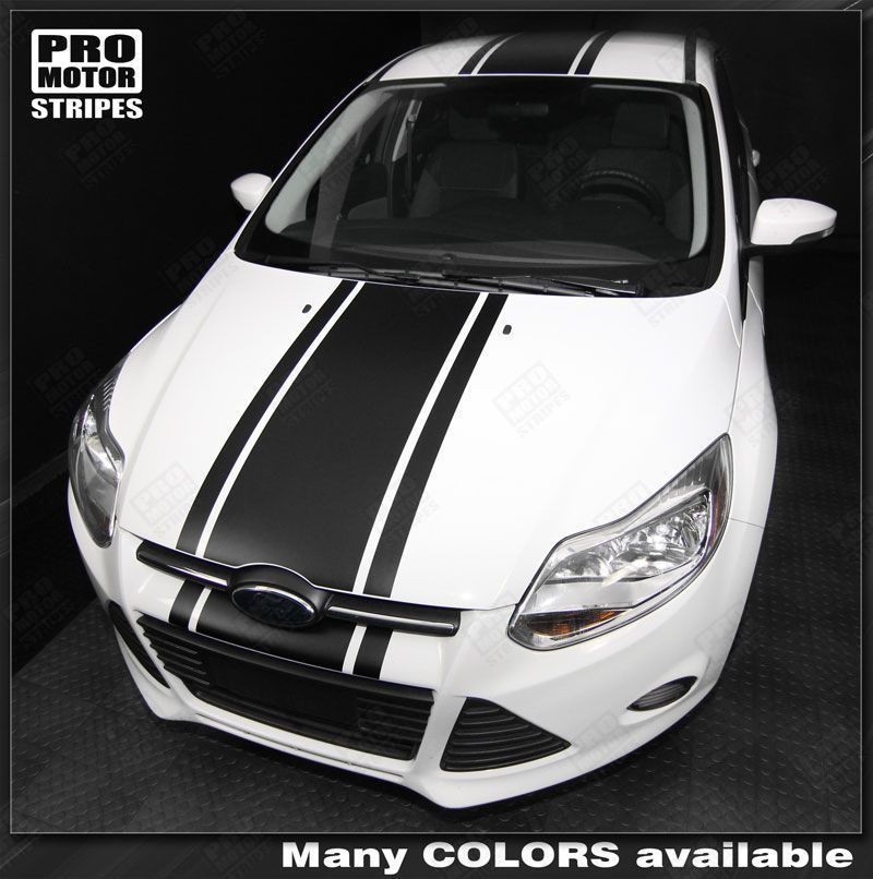 Ford Focus 2011-2014 Pre-cut Over-The-Top Center Stripes Decals (Choose Color)