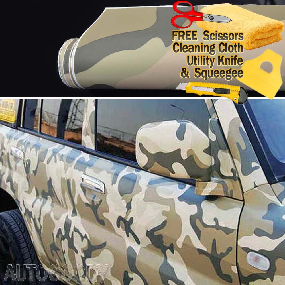 72″ x 60″ Army Camo Camouflage Desert Vinyl Film Wrap Air Bubble Free 6ft x 5ft
