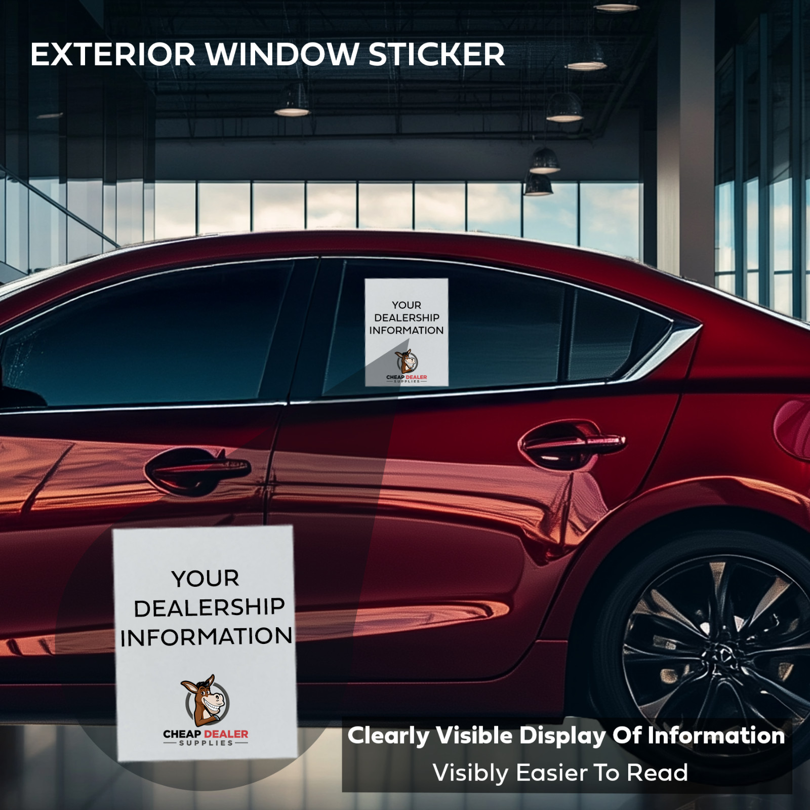 Outdoor Blank White Addendum – Exterior Car Window Stickers (100 per pack)