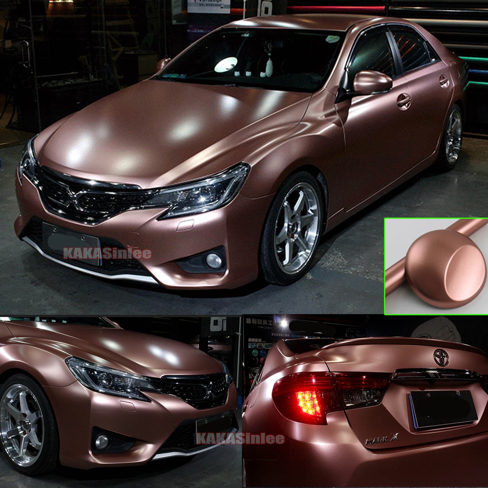 Rose Gold Stretch Car Satin Chrome Glitter Pearl Metal Vinyl Wrap PVC Sticker HD