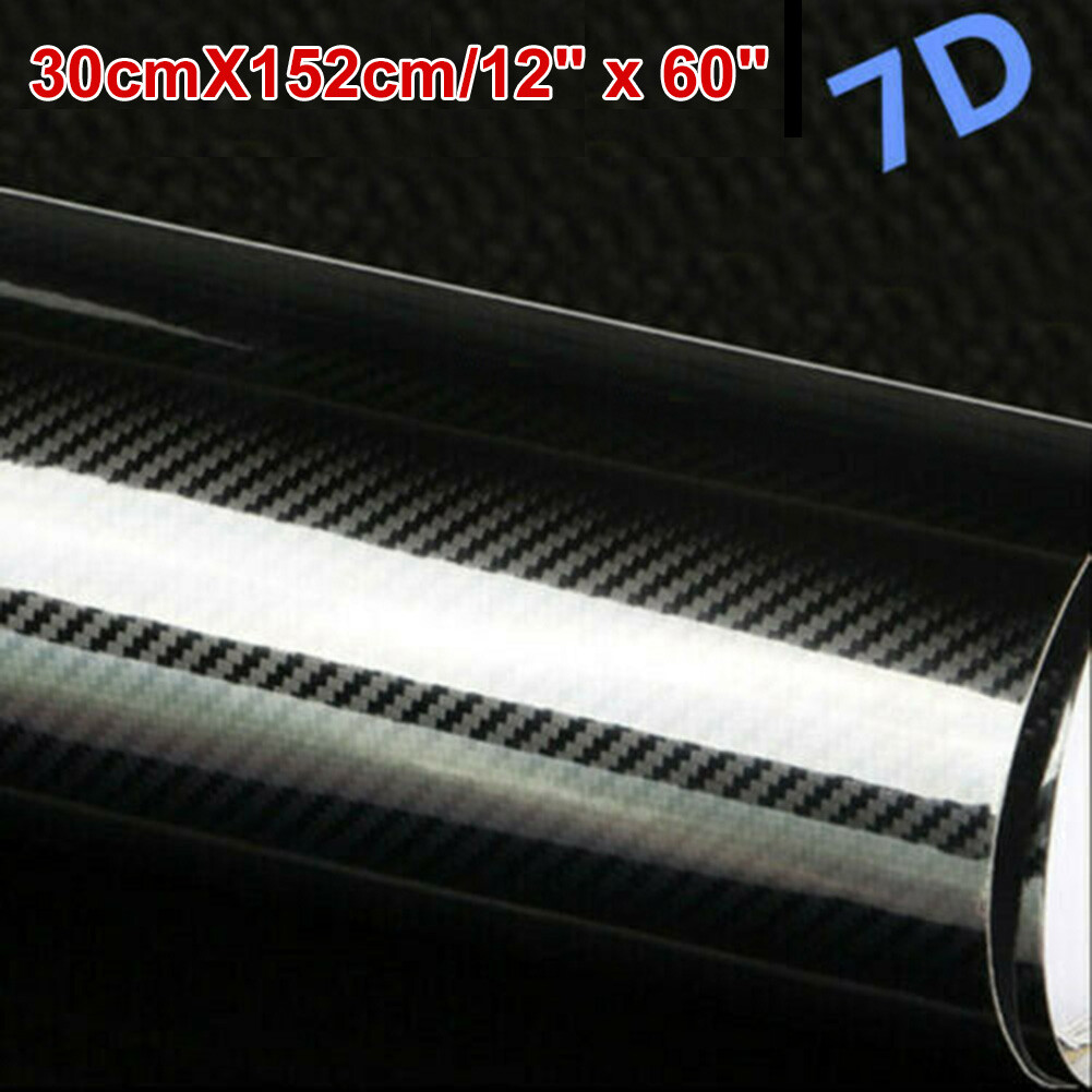 High Gloss Epoxy Black Carbon Fiber Vinyl Detailing Film DIY Roll 12×60″