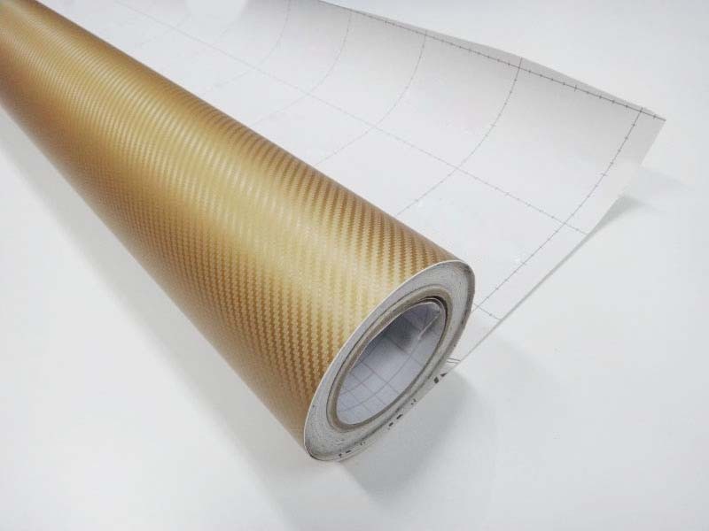 120″ x 60″ GOLD Carbon Fiber Vinyl Wrap 3D Bubble Free Air Release 10ft x 5ft