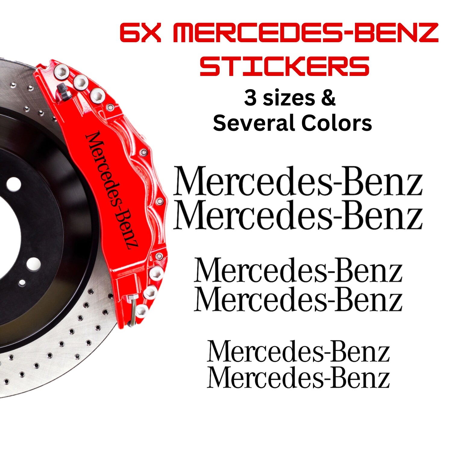 6x Mercedes-Benz Brake Caliper Decal Stickers / Car Decals / Car Stickers