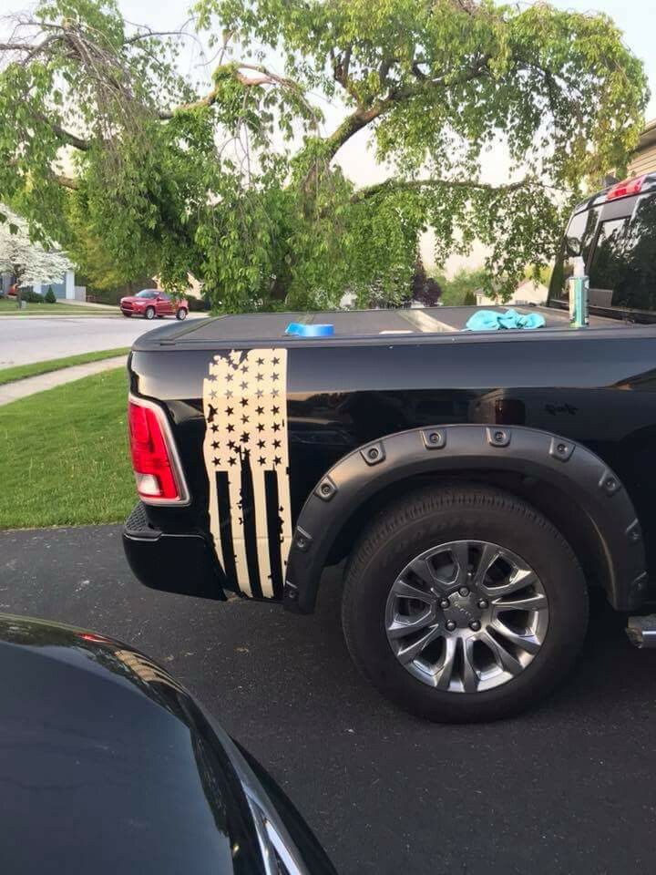 Truck Bed Stripes US Flag Decal Both Sides Premium Vinyl .. any color